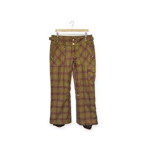 Roxy 5000 Plaid Snow Pants Womens Size L Large Green